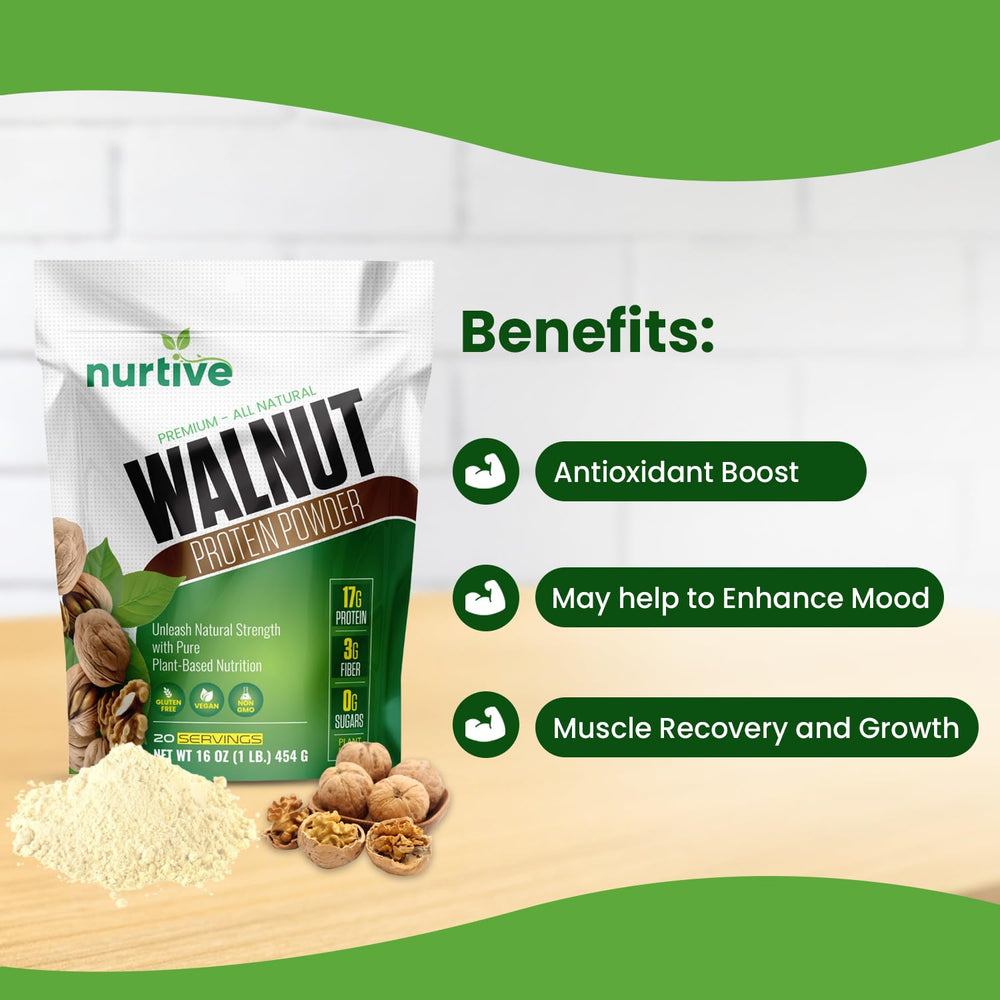 NURTIVE Walnut Protein Powder kitchen scene highlights versatile plant-based protein