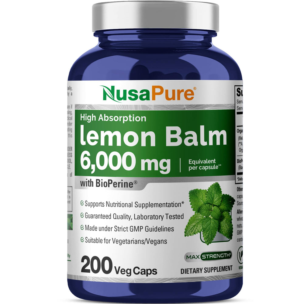 NusaPure Lemon Balm 30:1 extract bottle with high absorption formula