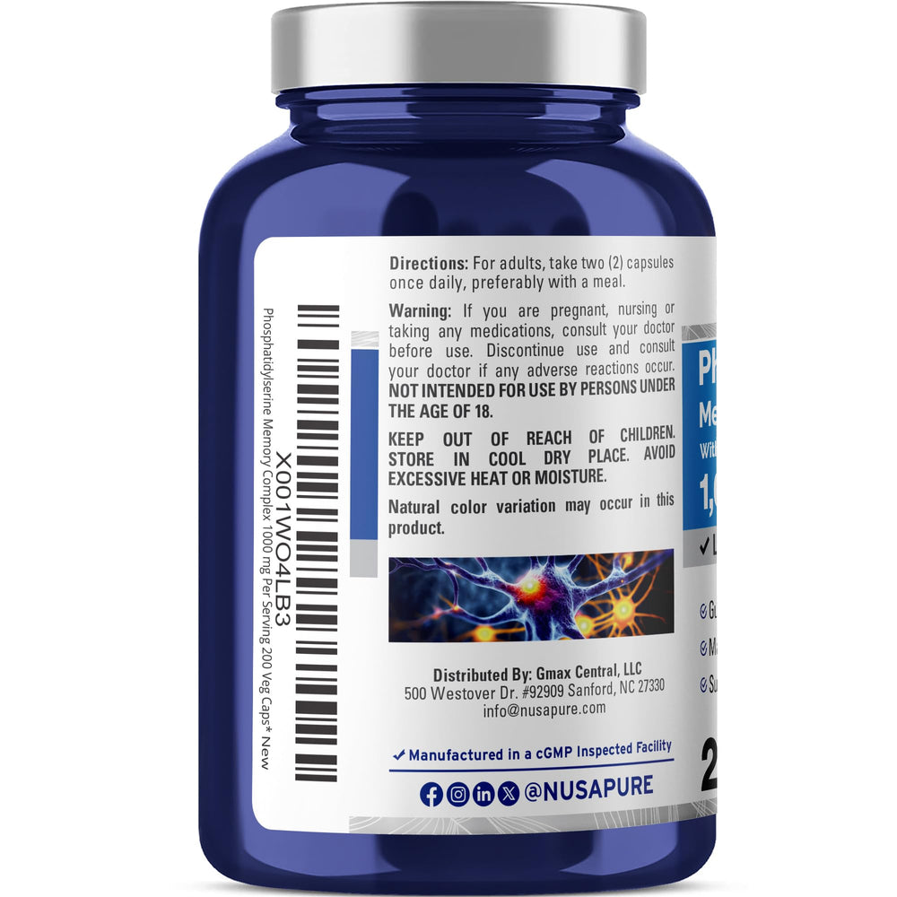 NusaPure Memory Ultimate ingredients label highlights vegan non GMO formulation