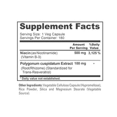 NusaPure Nicotinamide with Resveratrol capsules product shot showing packaging.