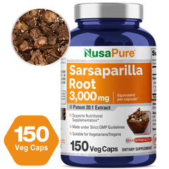 NusaPure Sarsaparilla capsules in hand illustrate on-the-go convenience