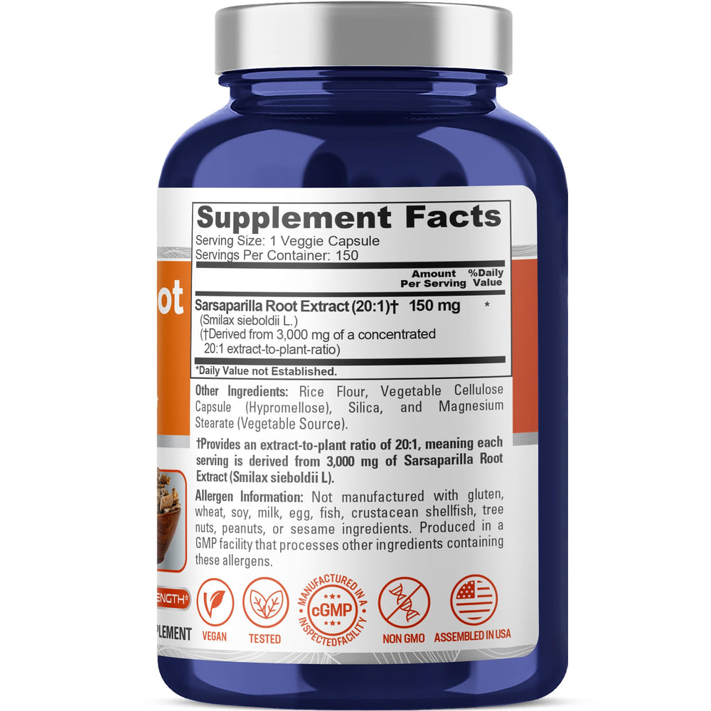 NusaPure Sarsaparilla root capsules for convenient daily use