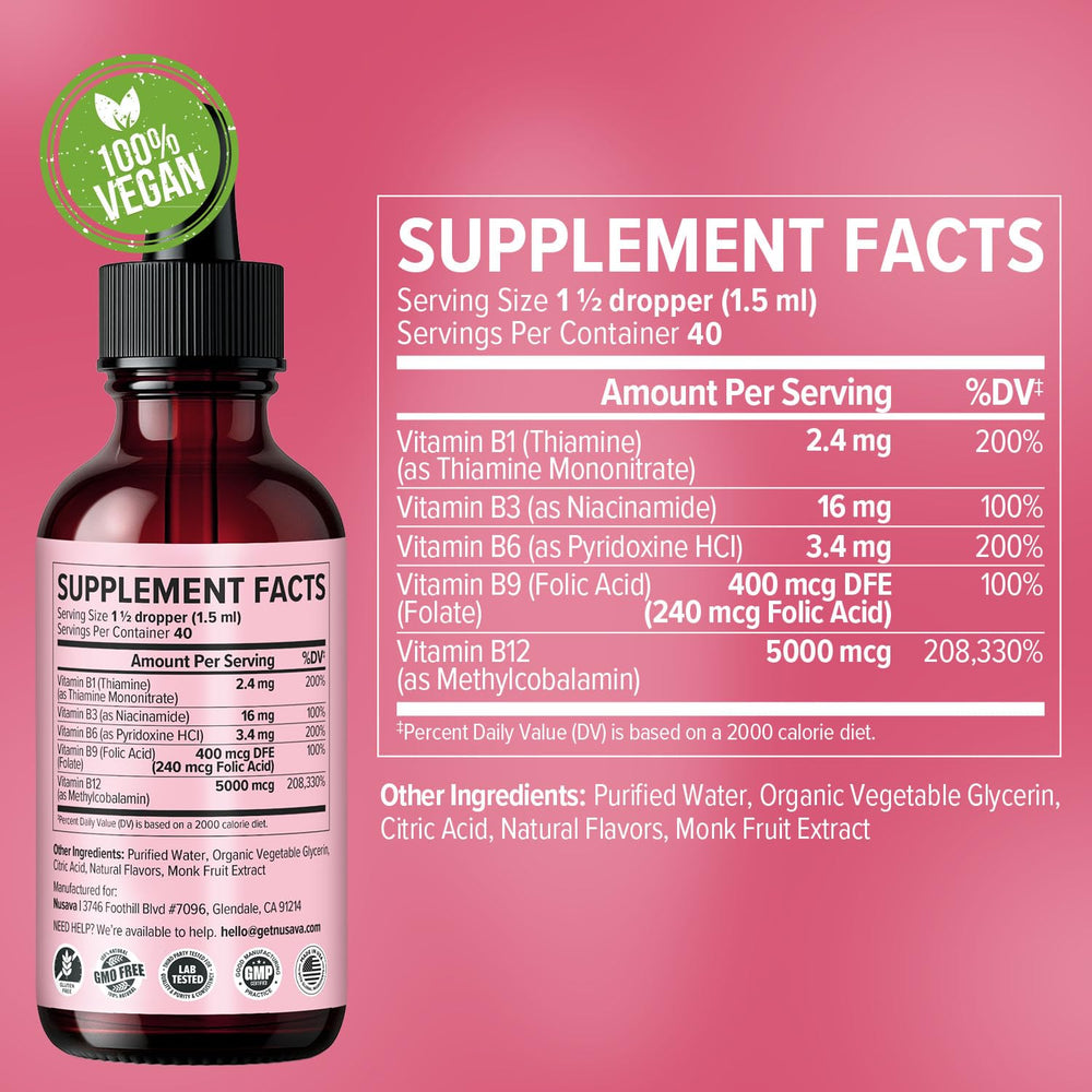 NUSAVA B12 drops bottle cap enables easy sublingual use.