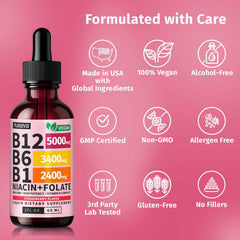 NUSAVA B12 drops sample usage with strawberry flavor for routine.