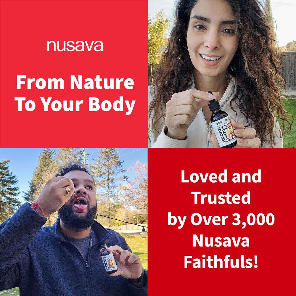 NUSAVA B12 drops under tongue for fast absorption.