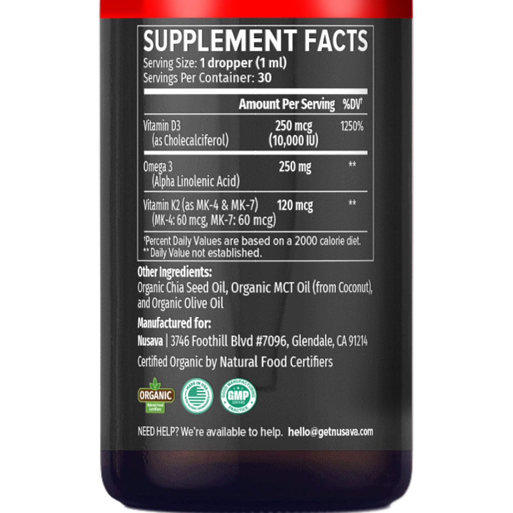 NUSAVA USA-made seal on bottle signaling quality and domestic production.