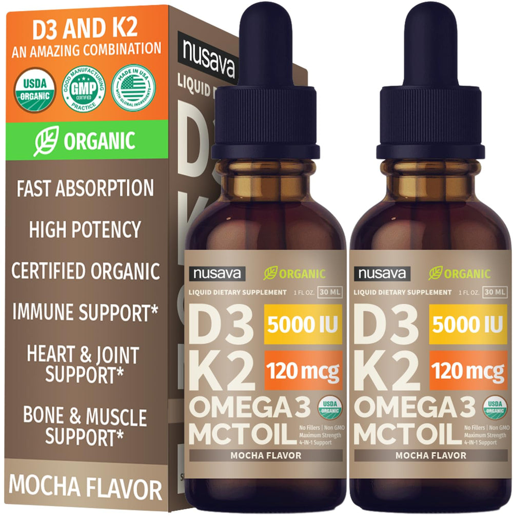 NUSAVA D3 K2 Mocha bottle shows fast absorption potential.