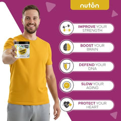 Nuton Happy Cells vegan-non-gmo-symbol aligns with plant-based formula.