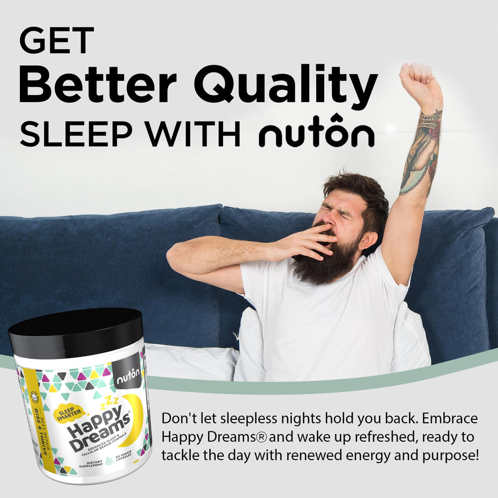Nuton Happy Dreams bedroom scene conveys restful night and energized morning