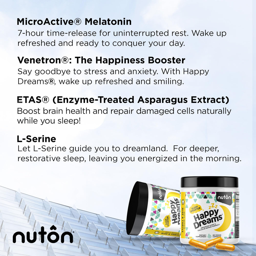 Nuton Happy Dreams Venetron extract image suggests mood balance and relaxation potential