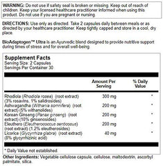 Close-up of Bioadaptogen Ultra label highlighting five-adaptogen blend