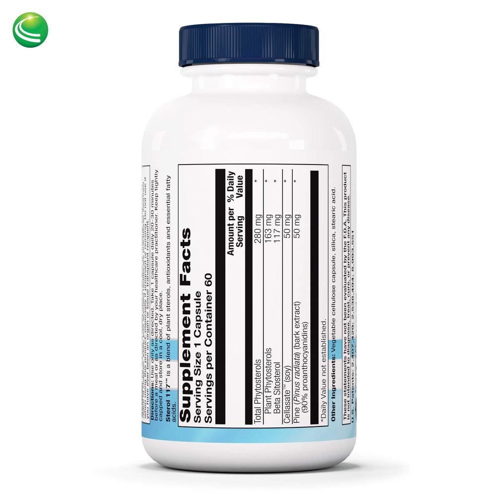 Nutra BioGenesis Sterol 117 capsules close-up in vegetarian form for daily use