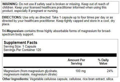 Nutra BioGenesis Tri-Magnesium capsules close-up showing citrate, malate, and oxide blend
