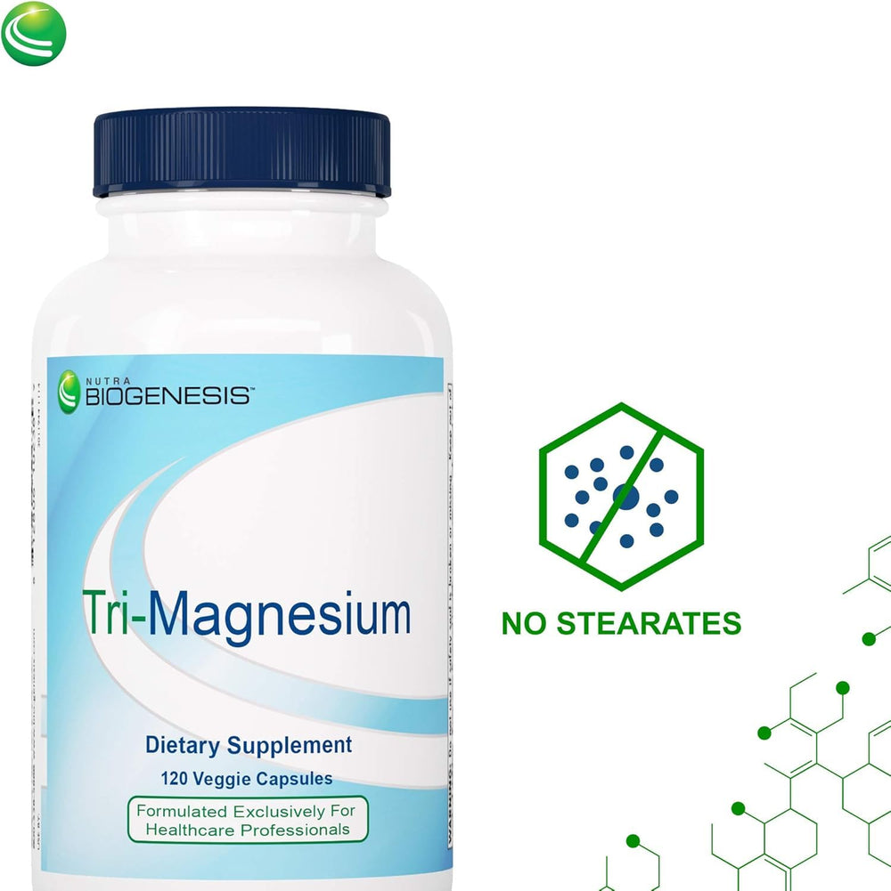 Nutra BioGenesis Tri-Magnesium capsules held in hand for easy daily use