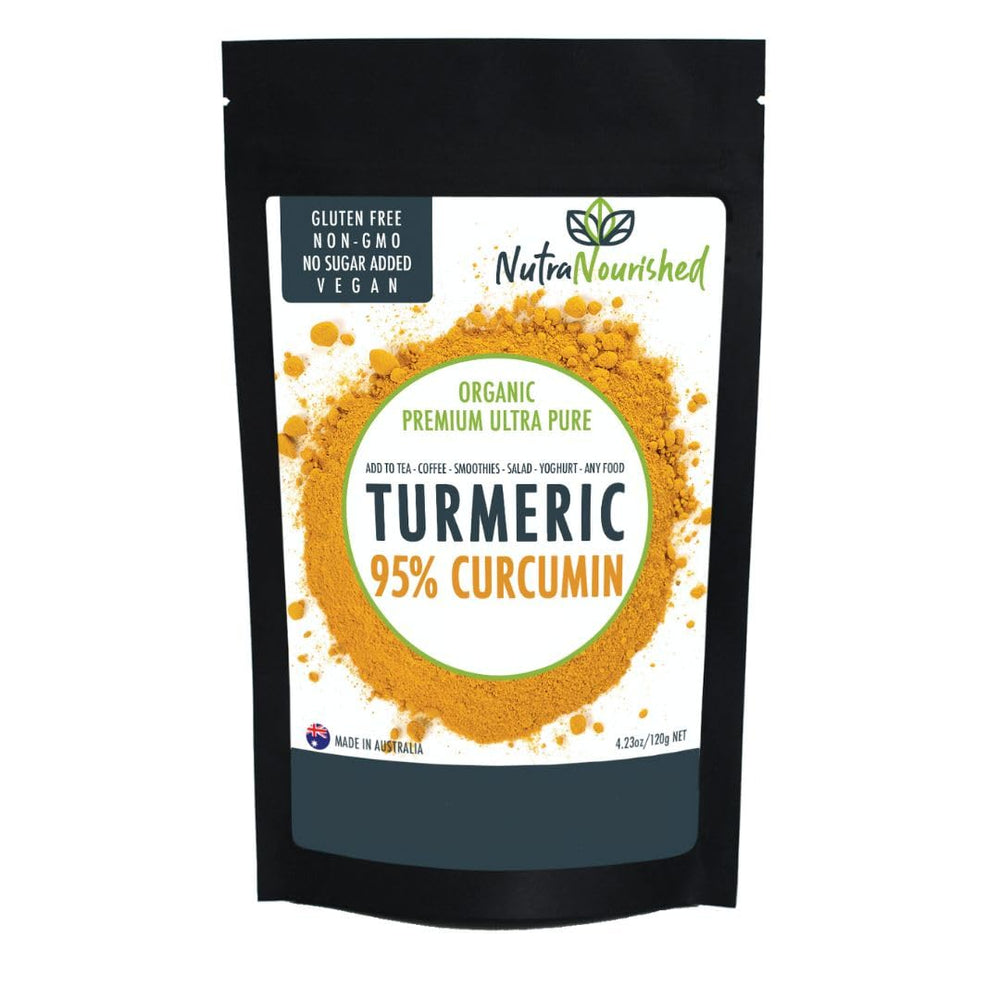 Nutra Nourished turmeric blend with cocoa oil showing rich color.