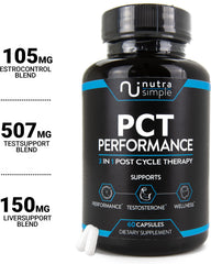 Nutra Simple PCT ingredients list featuring Tongkat Ali, Fenugreek, and Chrysin for balanced routines.
