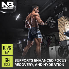 NutraBio Alpha EAA glass featuring electrolytes and taurine, implying enhanced hydration