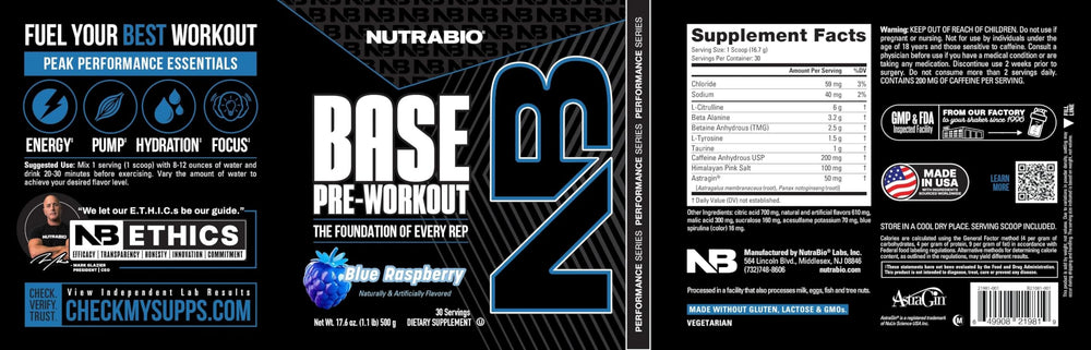 Athlete using NutraBio Base Pre-Workout, emphasizing focus during training