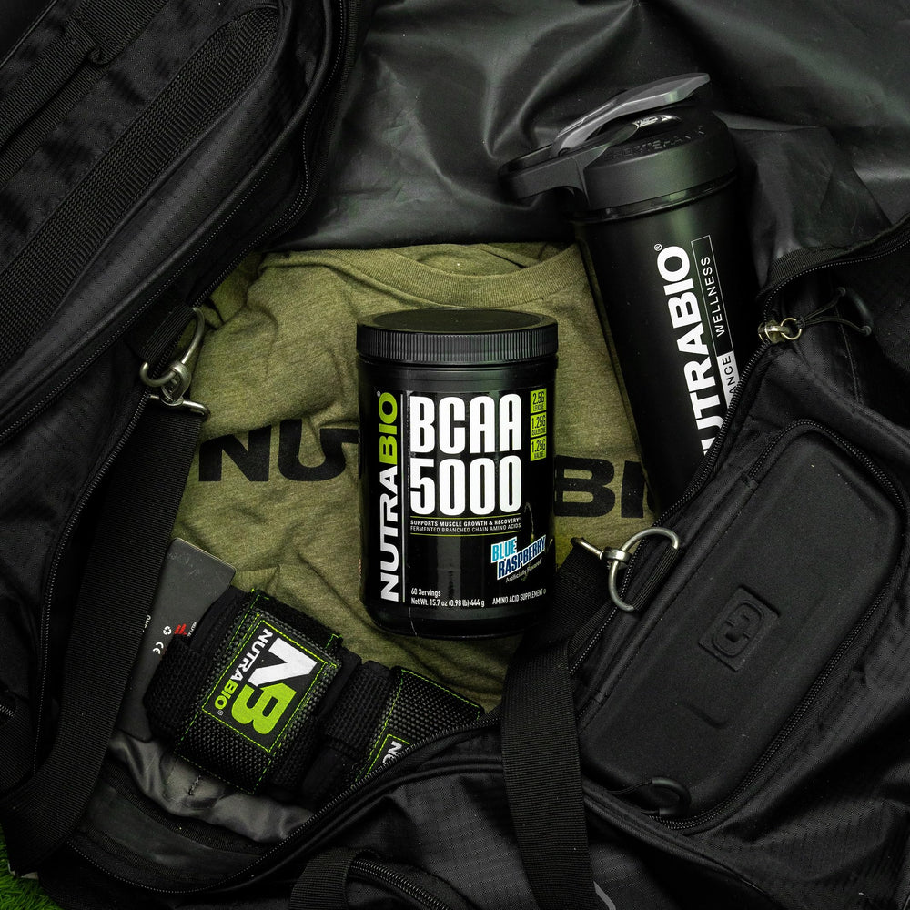 NutraBio BCAA 5000 vegan-fermented formula supports clean amino intake.