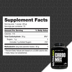 NutraBio CarboMax serving scoop highlights precise measurement for reliable fueling
