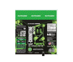 Close-up of NutraBio 3000mg L-Carnitine content on a bottle label