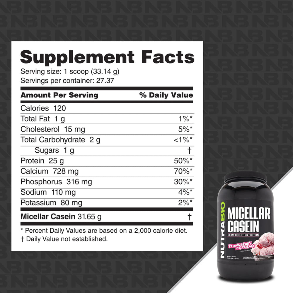 NutraBio Casein powder demonstrating sustained energy release through the night