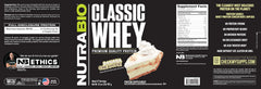 Nutrition profile chart for NutraBio Classic Whey amino acids.