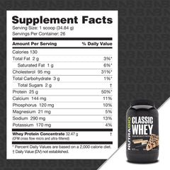NutraBio Classic Whey ingredient panel highlights full disclosure and quality ingredients.