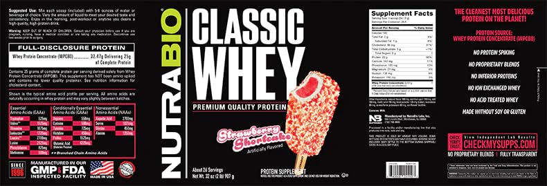 Packaging highlights no artificial colors or preservatives in NutraBio Classic Whey.