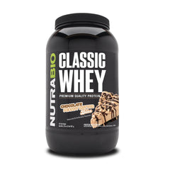 NutraBio Classic Whey powder pours for a smooth post-workout shake.