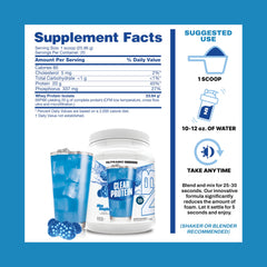 NutraBio Clear Whey Blue Raspberry bottle emphasizes brand trust and product transparency