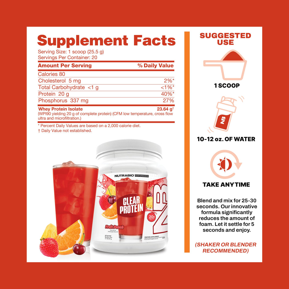 NutraBio packaging displaying clear protein formula and zero sugar