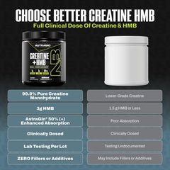 NutraBio Creatine + HMB scoop on label highlights precise dosing for workouts.