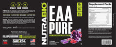 NutraBio EAA Pure servings pack signaling all-day recovery.