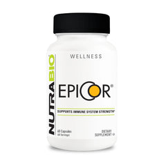 NutraBio Epicor Multi Vitamin bottle shows daily immune and gut support in a convenient capsule pack