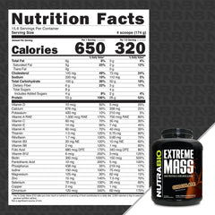 NutraBio Extreme Mass serving scoop demonstrates easy measurement for consistent protein intake