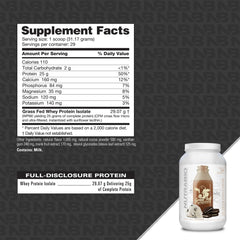 NutraBio Grass Fed Whey Isolate scoop pouring to highlight zero sugar and precise macros.