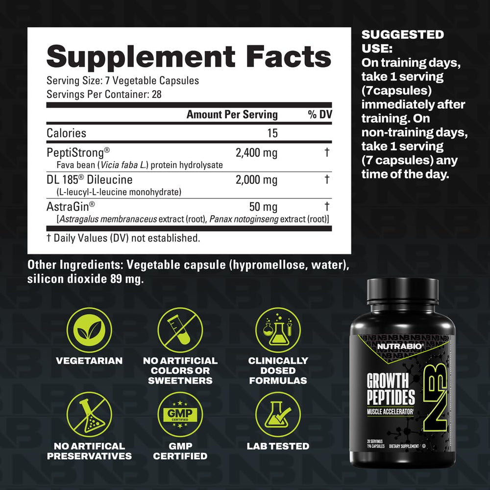 NutraBio Growth Peptides athlete training scene suggesting endurance benefits.