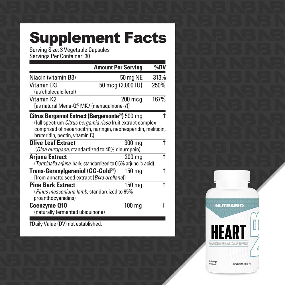 NutraBio Heart Mena-Q MK7 capsules support healthy blood flow