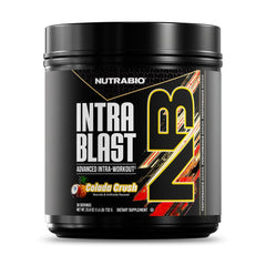 NutraBio Intra Blast tub label showing the amino acid blend for workouts.