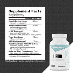 NutraBio Libido label front showcases trusted formula and branding.