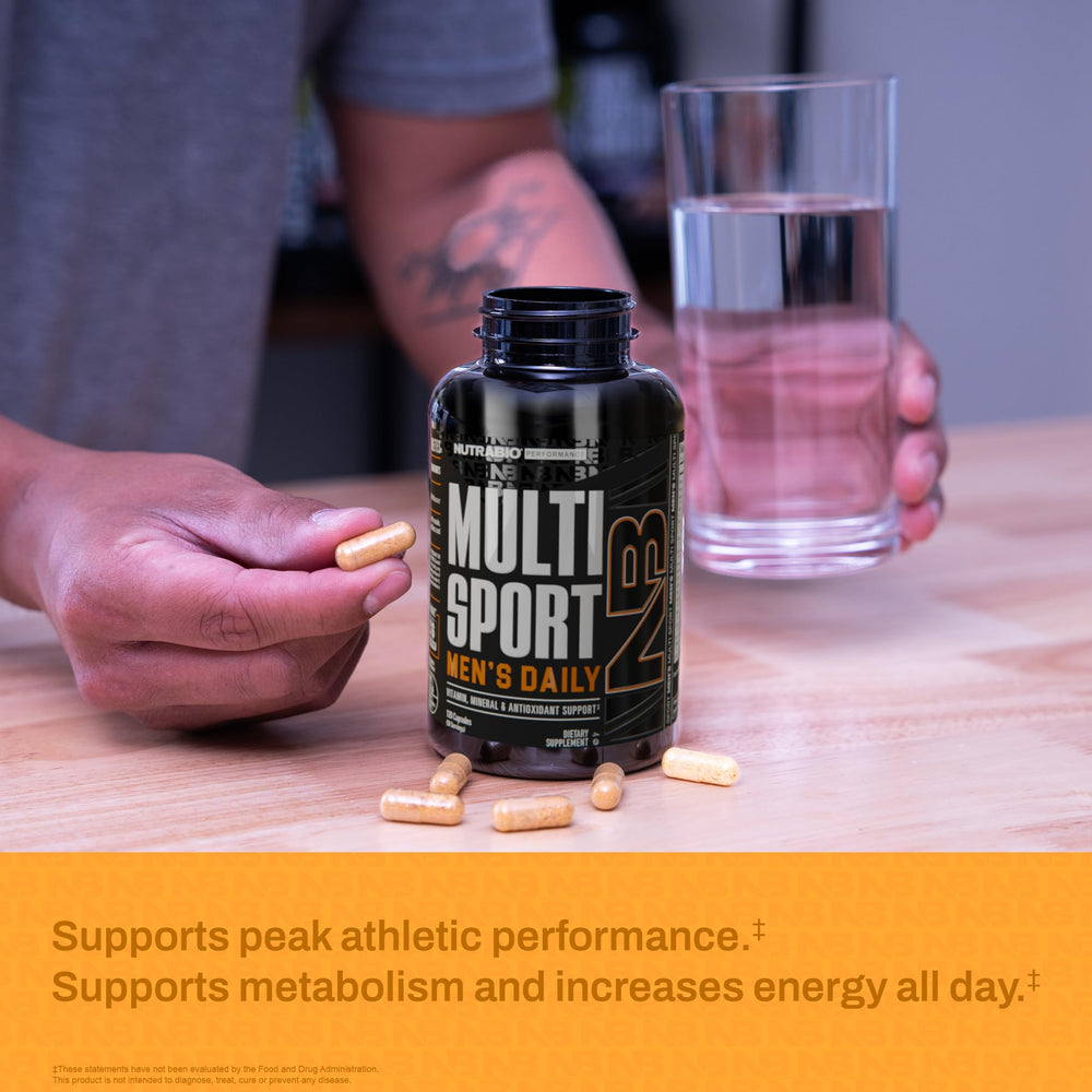 NutraBio Multisport third-party tested icon next to bottle