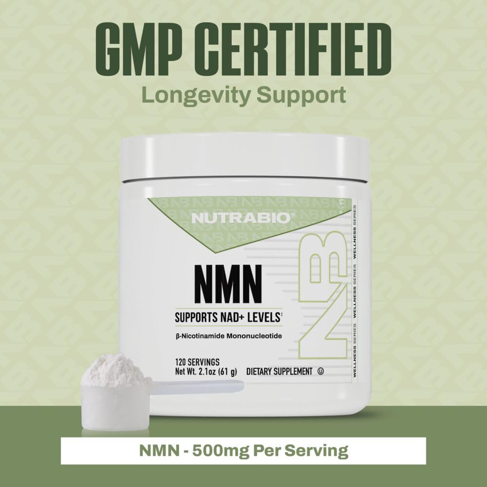 NutraBio NMN serving spoon suggesting a simple daily regimen