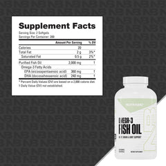 NutraBio Omega 3 softgels close-up showing concentrated EPA and DHA content.