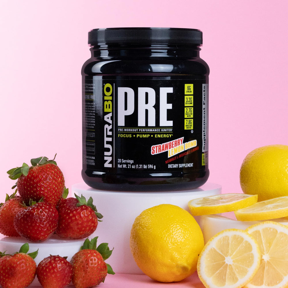 NutraBio PRE Workout Old Formula beta-alanine blend supports longer training sessions