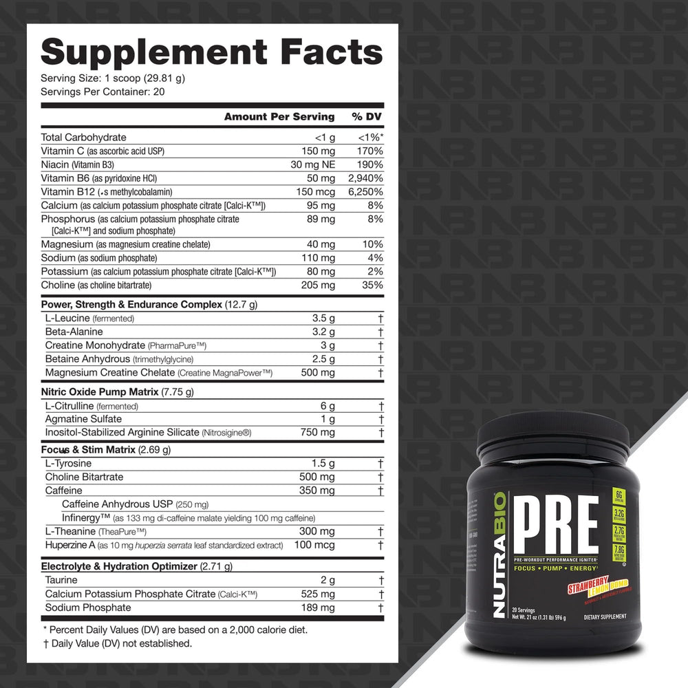 NutraBio PRE Workout Old Formula creatine and electrolytes bottle aids hydration and quick effort