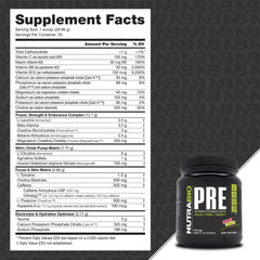 NutraBio PRE Workout Powder scoop shows measuring for precise, sustained energy.
