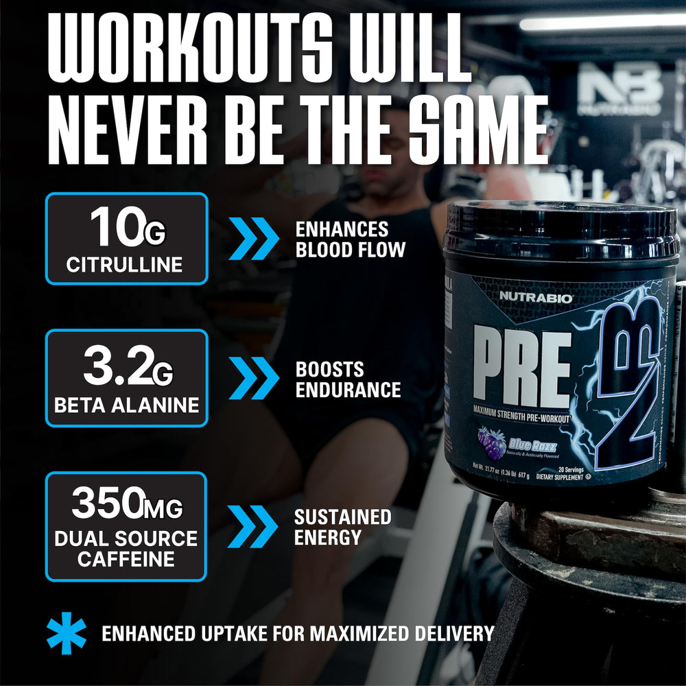 NutraBio Preworkout Blue Razz powder dissolving in water for quick mix