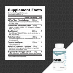 NutraBio Prostate VEGAPURE Beta-Sitosterol component highlighted.
