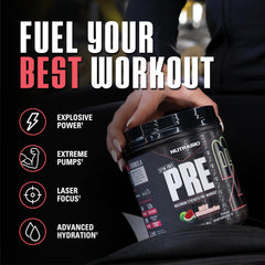 NutraBio STIM-Free PRE Watermelon pour demonstrates easy mixing for workouts.